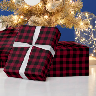 DIY Colors Buffalo Plaid Tartan SM SV Blk Burgundy Wrapping Paper