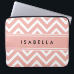 DIY Colors Chevron Pattern Monogrammed Name Pink Laptop Sleeve<br><div class="desc">Protect your laptop in style with a chic modern sleeve.  Design features a pretty pink faux rose gold foil chevron zig-zag pattern and stripe,  and your name  or other customized text in a simple black typography font. This elegant and trendy computer case makes a stylish gift for her.</div>