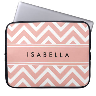 DIY Colors Chevron Pattern Monogrammed Name Pink Laptop Sleeve