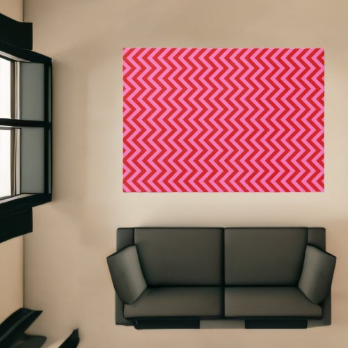 DIY Colors Chevron Zigzag Stripe Red Hot Pink Rug
