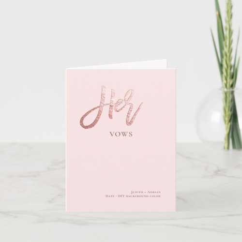 DIY Colors Chic Faux Rose Gold Her Vows Card