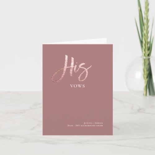 DIY Colors Chic Faux Rose Gold His Vows Card