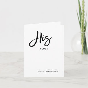 DIY Colors Chic Handwriten Script His Vows Card