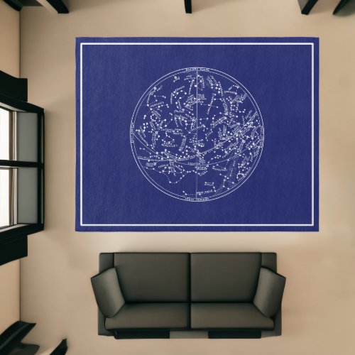 DIY Colors Constellation Map 1 _ White on Blue Rug