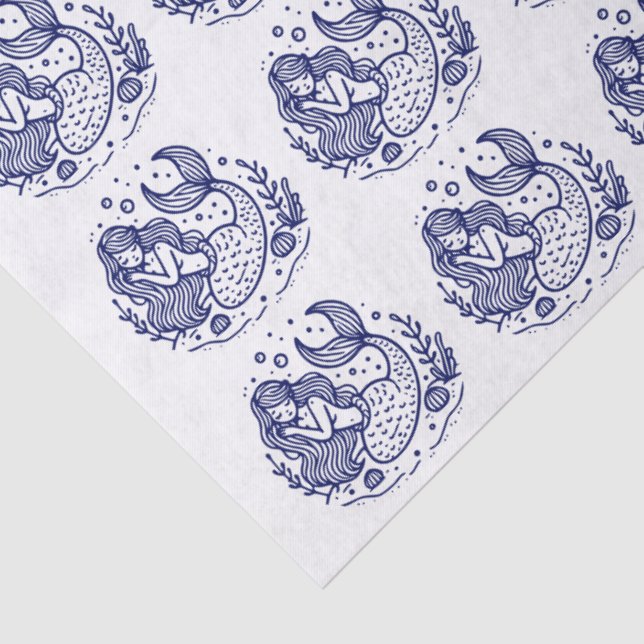 DIY Colors Cute Sleeping Mermaid Blue Tissue Paper (Detail)