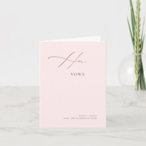 DIY Colors Elegant Luxe Calligraphy Her Vows Card