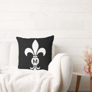 DIY Colors Elegant Modern Fleur De Lis Monogrammed Throw Pillow