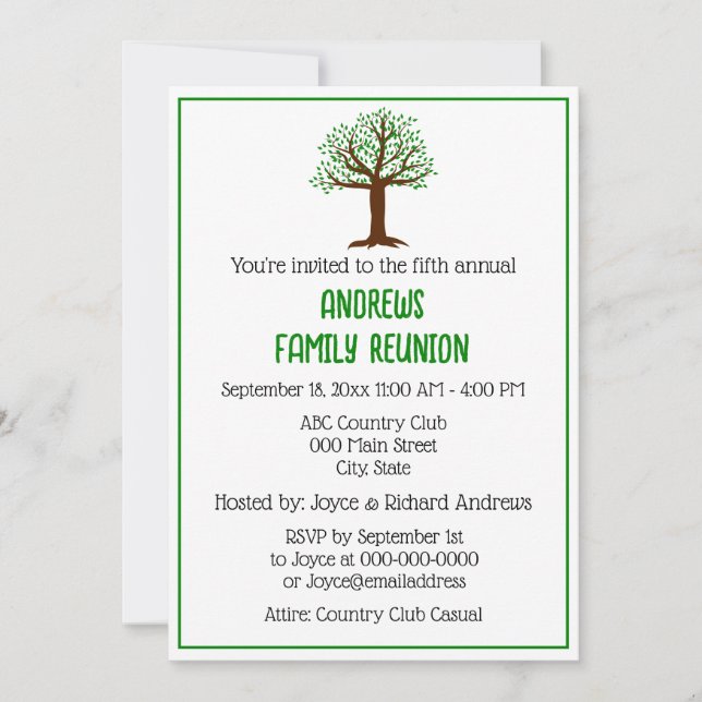 DIY Colors Family Tree Family Reunion Invitation (Front)