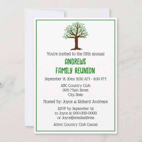 DIY Colors Family Tree Family Reunion Invitation