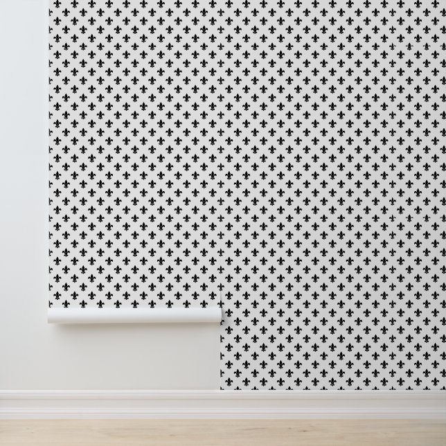 DIY Colors Fleur de Lis Lys Black White Wallpaper (Application)