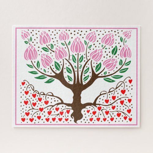 DIY Colors Flowering Tree with Heart Roots Jigsaw Puzzle