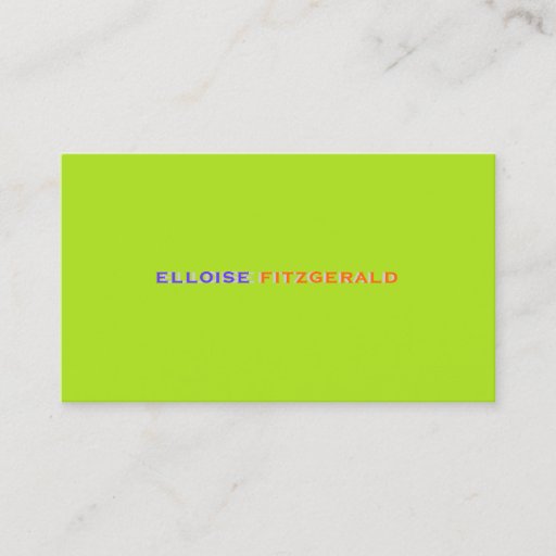 Customizable DIY colors+fonts business card/neon lime