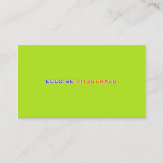 DIY colors+fonts business card/neon lime Business Card (Front)