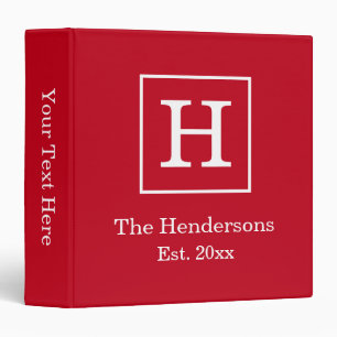 DIY Colors Framed Initial Name Monogram SV Red Wht 3 Ring Binder