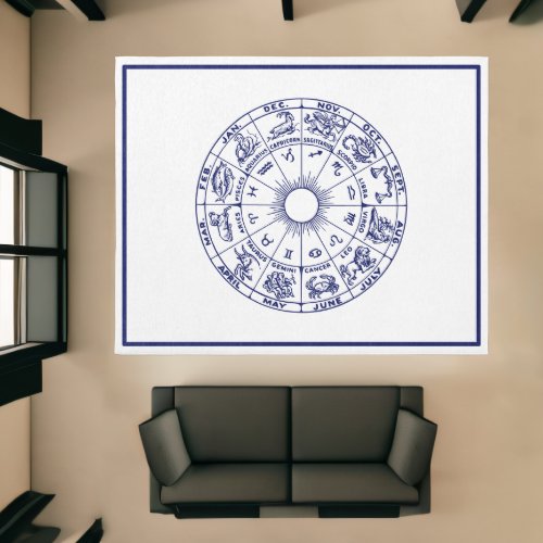 DIY Colors Framed Zodiac Chart 1 _ Blue on White Rug