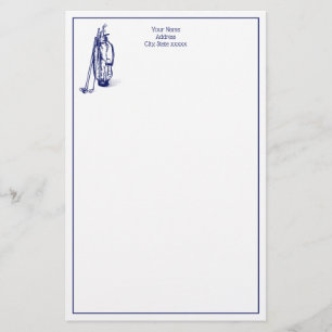 DIY Colors Golf Bag Golf Clubs Blue Stationery