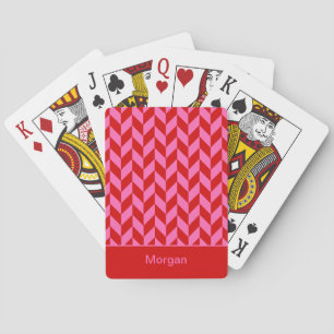 DIY Colors Herringbone Stripes SV Red Hot Pink Poker Cards