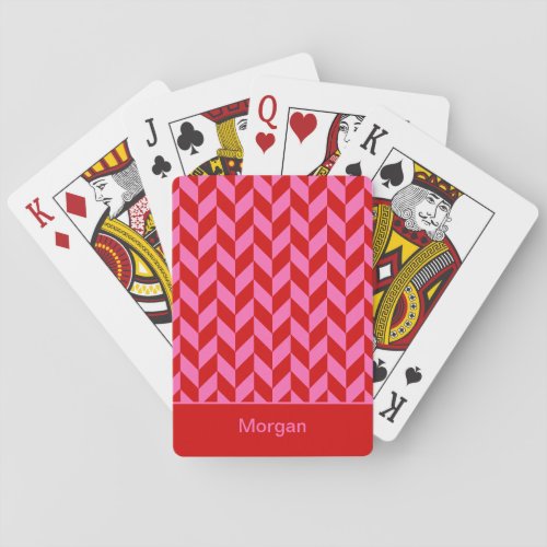 DIY Colors Herringbone Stripes SV Red Hot Pink Poker Cards