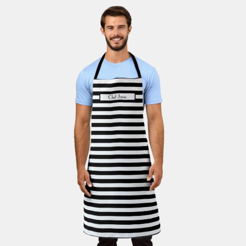 DIY Colors Horiz Stripe Black White Apron