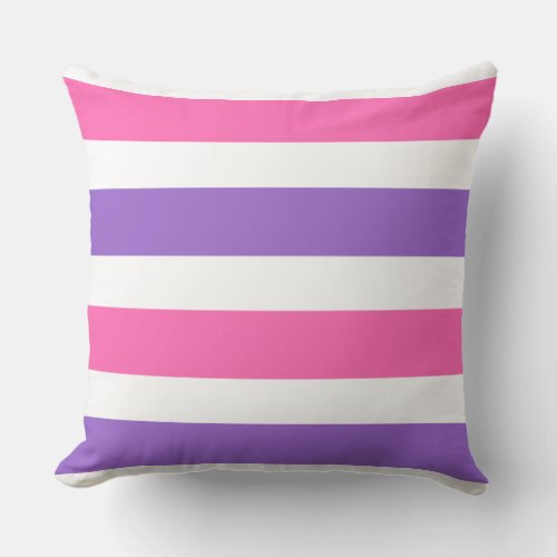 DIY Colors Hot Pink Amethyst White Stripe Throw Pillow