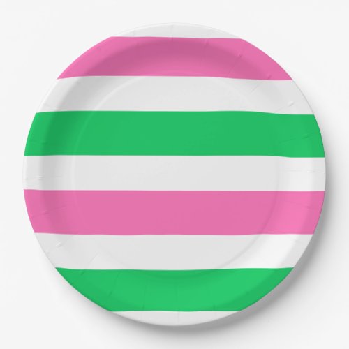 DIY Colors Hot Pink Emerald Green White Stripe Paper Plates