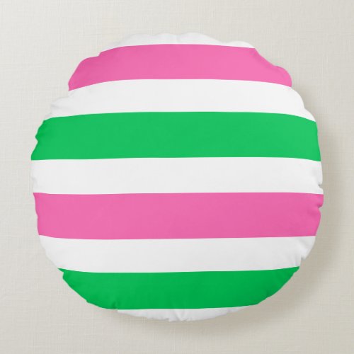 DIY Colors Hot Pink Emerald Green White Stripe Round Pillow