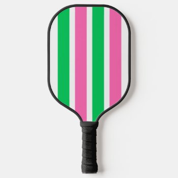 Diy Colors Hot Pink Emerald Green White Stripe V Pickleball Paddle by FantabulousPatterns at Zazzle