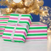 DIY Color XL Preppy Stripe Emerald Green Hot Pink Wrapping Paper