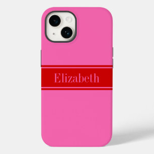 DIY Colors Hot Pink, Red Ribbon Name Monogram S Case-Mate iPhone 14 Case