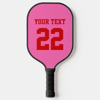 Diy Colors Hot Pink Red Wht Sports Team Jersey Pickleball Paddle by FantabulousSports at Zazzle