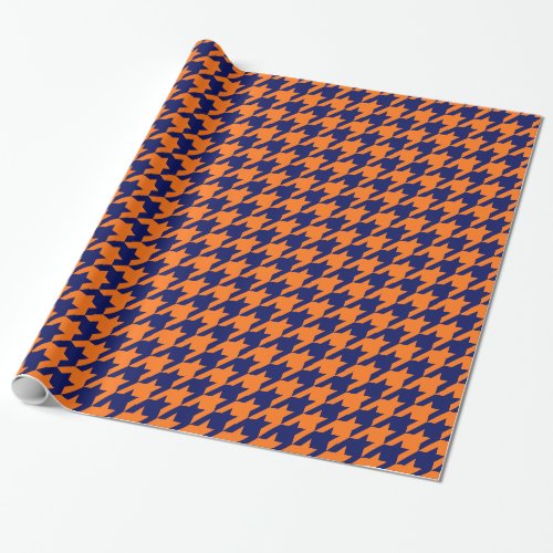 DIY Colors Houndstooth Plaid SV Navy Orange Wrapping Paper