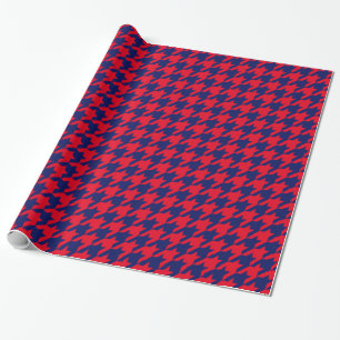 DIY Colors Houndstooth Plaid SV Navy Red Wrapping Paper
