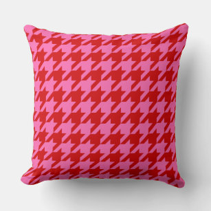 DIY Colors Houndstooth  SV Red Hot Pink Throw Pillow