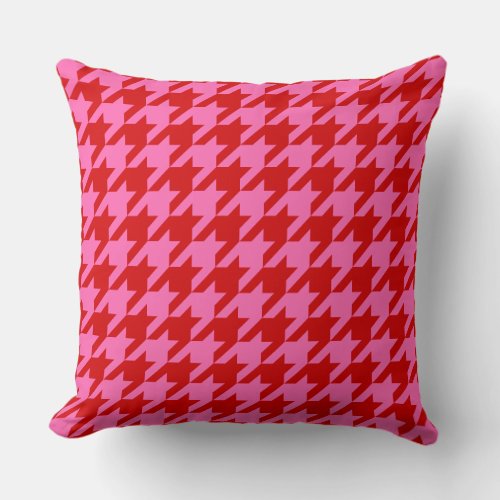 DIY Colors Houndstooth  SV Red Hot Pink Throw Pillow