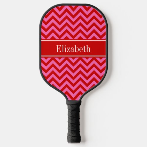 DIY Colors LG Chevron Red Ribbon Hot Pink BG S Pickleball Paddle