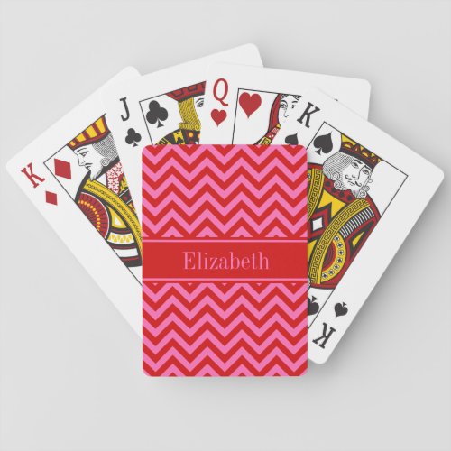 DIY Colors LG Chevron Red Ribbon Hot Pink BG S Poker Cards