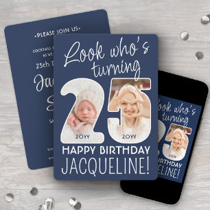 DIY Colors • Look Who's 25 Birthday Party 2 Photo Invitation