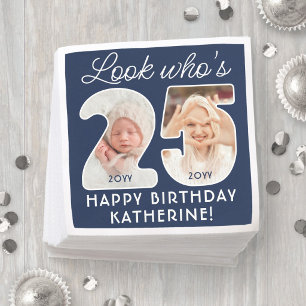 DIY Colors • Look Who's 25 Birthday Party 2 Photo Napkins