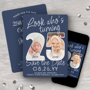 DIY Colors • Look Who's 25 Birthday Party 2 Photo Save The Date