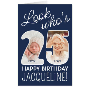 DIY Colors • Look Who's 25 Giant 2 Photo Birthday Card
