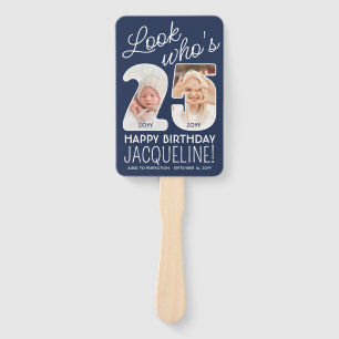 DIY Colors • Look Who's 25 Happy Birthday 4 Photo Hand Fan