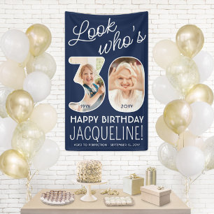 DIY Colors • Look Who's 30 Birthday Party 2 Photo Banner