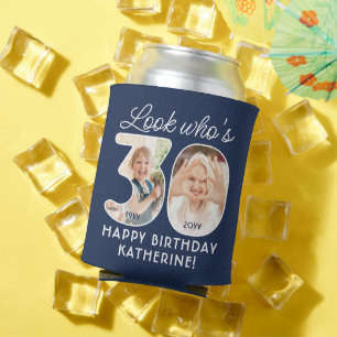 DIY Colors • Look Who's 30 Birthday Party 2 Photo Can Cooler