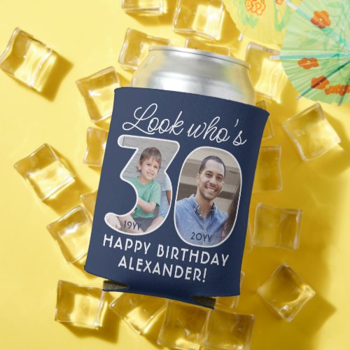 DIY Colors â Look Whos 30 Birthday Party 2 Photo Can Cooler