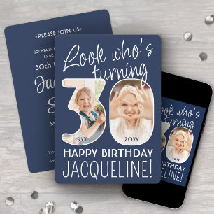 DIY Colors • Look Who's 30 Birthday Party 2 Photo Invitation