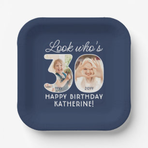 DIY Colors • Look Who's 30 Birthday Party 2 Photo Paper Plates