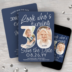 DIY Colors • Look Who's 30 Birthday Party 2 Photo Save The Date