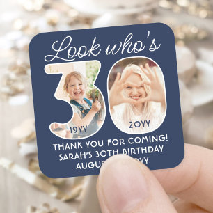 DIY Colors • Look Who's 30 Birthday Party 2 Photo Square Sticker