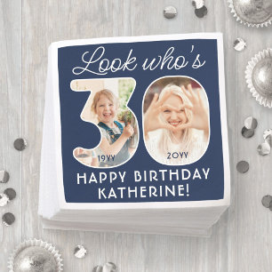 DIY Colors • Look Who's 30 Birthday Party 4 Photo Napkins