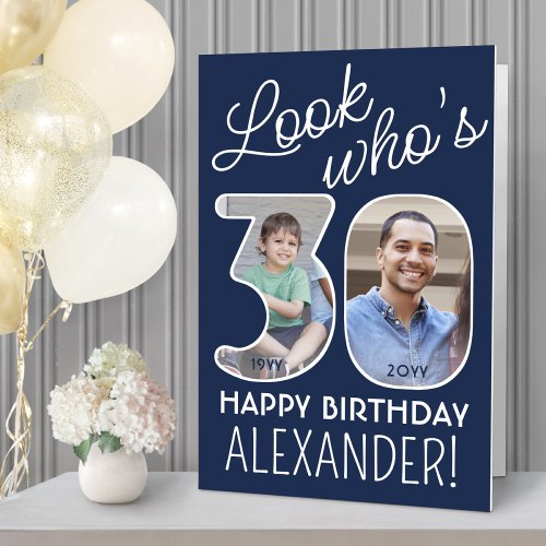 DIY Colors  Look Whos 30 Giant 2 Photo Birthday Card